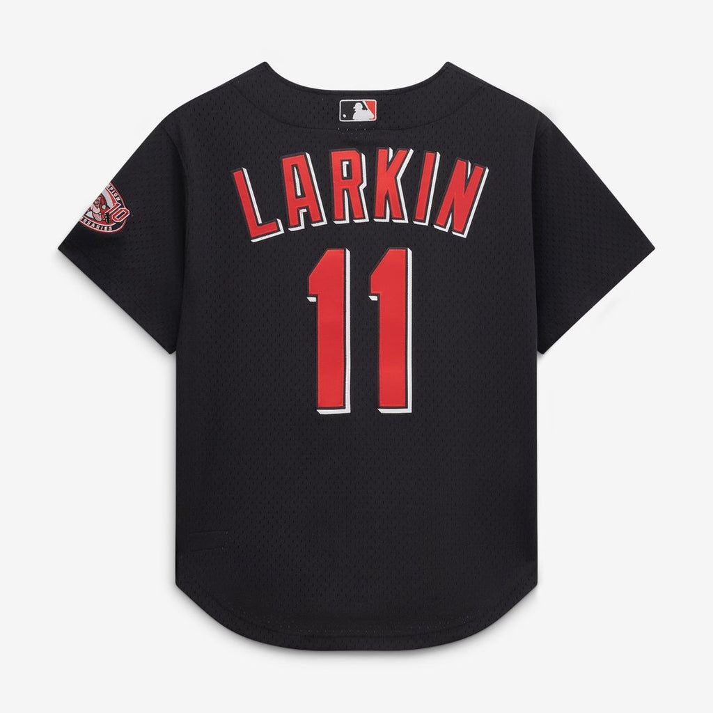 Cincinnati Reds Barry Larkin Mitchell & Ness Black Cooperstown Collection Mesh Batting Practice Button-Up Jersey product