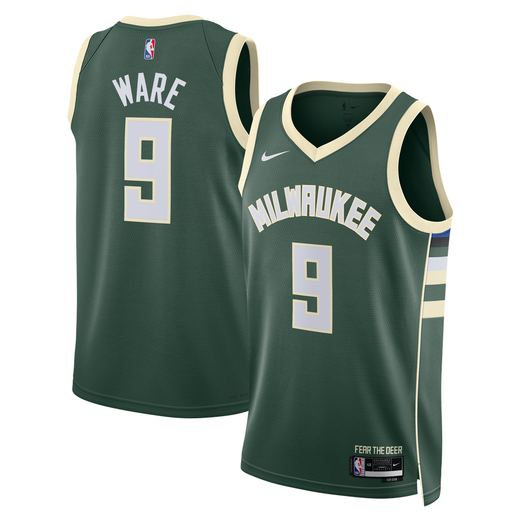 Milwaukee Bucks Nike Icon Edition Swingman Jersey - White - Kel'el Ware - Unisex product image 2, provided for visual