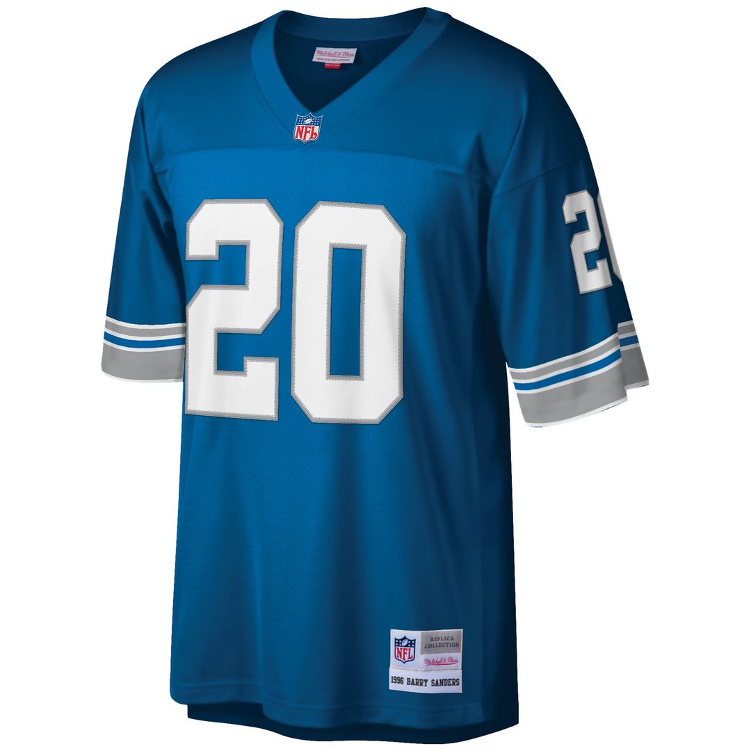 Detroit Lions Barry Sanders Mitchell & Ness Blue Big & Tall 1996 Retired Player Replica Jersey product image 2, provided for