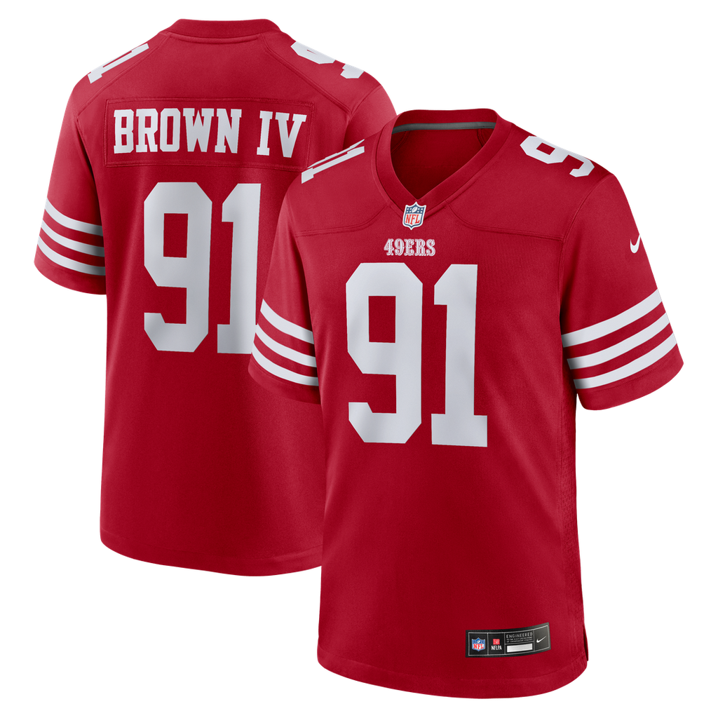 San Francisco 49ers Earnest Brown IV Nike Scarlet Team Game Jersey product image 1, provided for visual reference and
