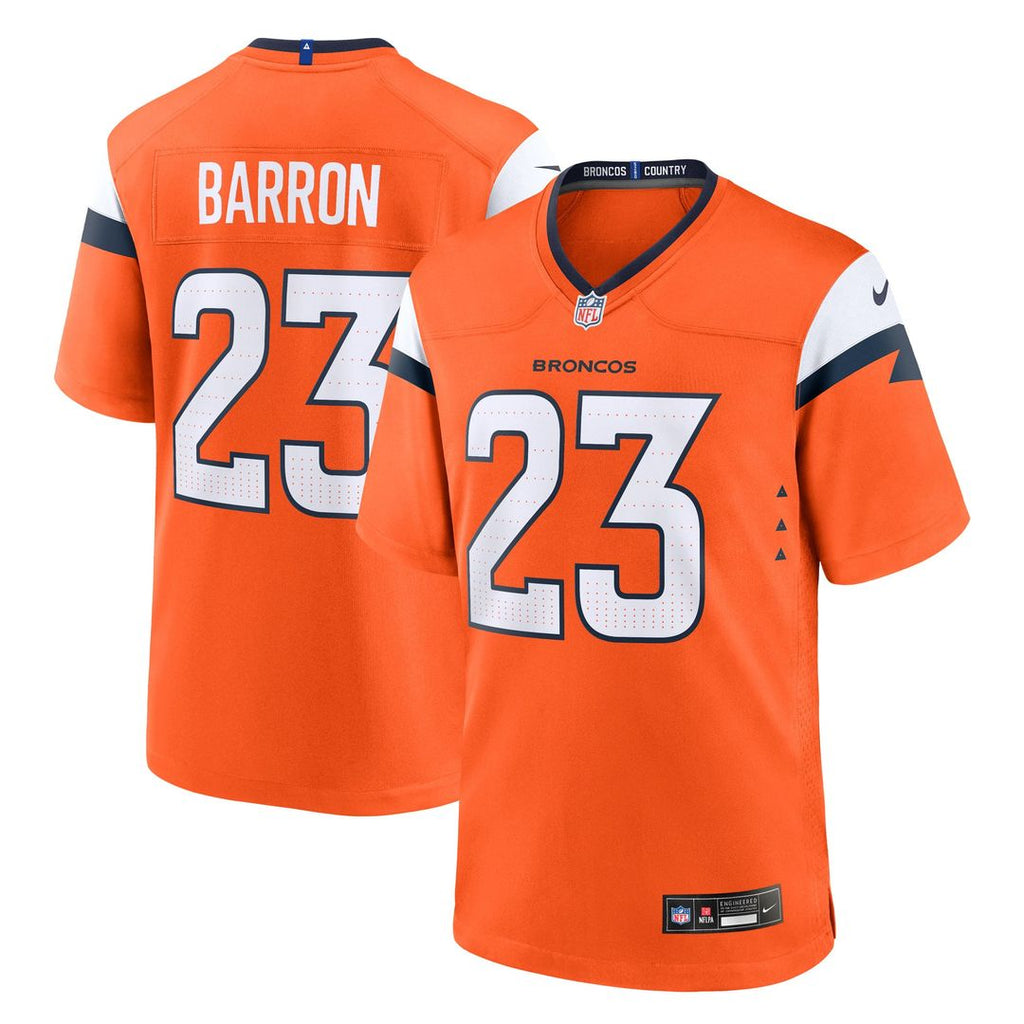 Denver Broncos Jahdae Barron Nike Orange Team Game Jersey product image 1, provided for visual reference and product detail