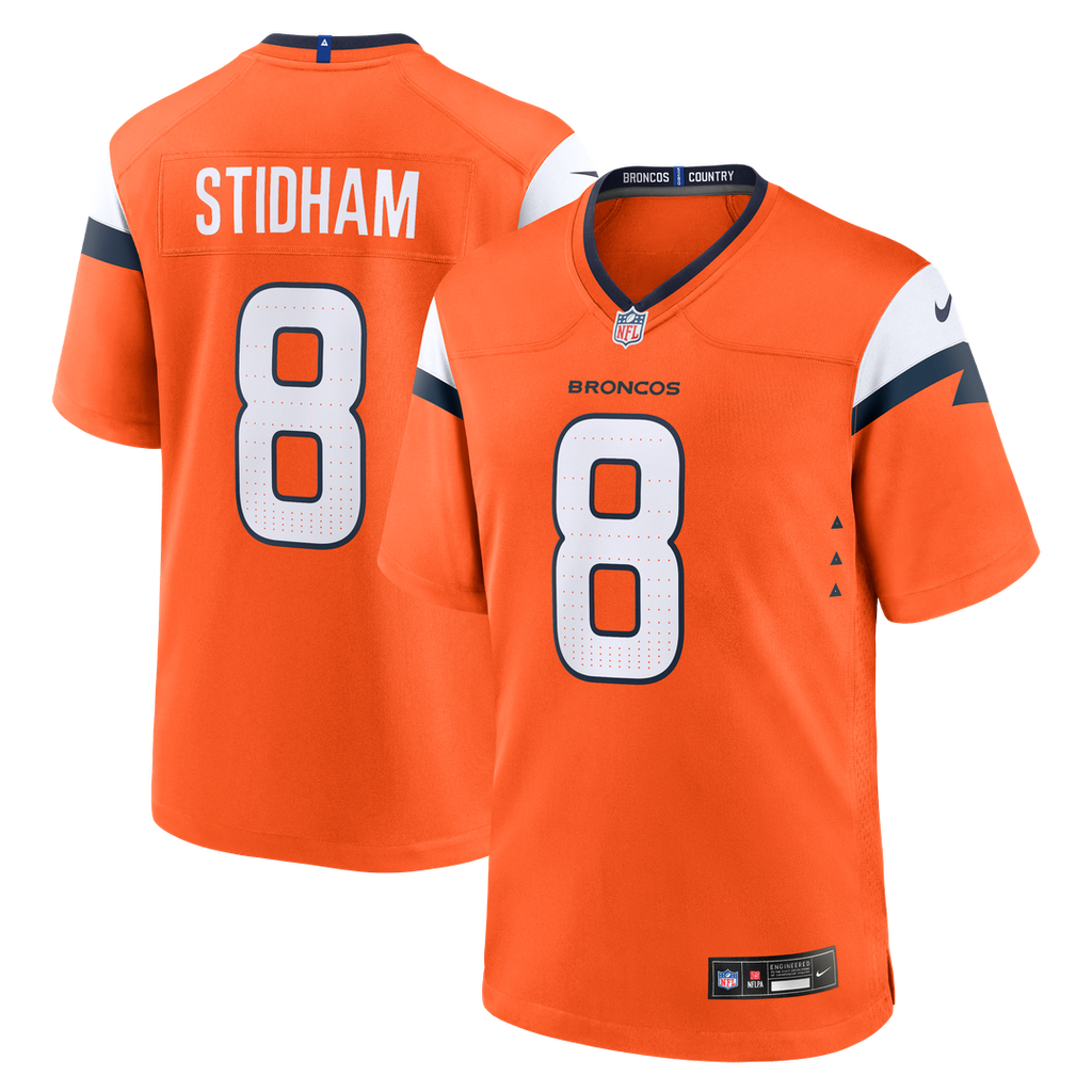 Denver Broncos Jarrett Stidham Nike Orange Team Game Jersey product image 1, provided for visual reference and product