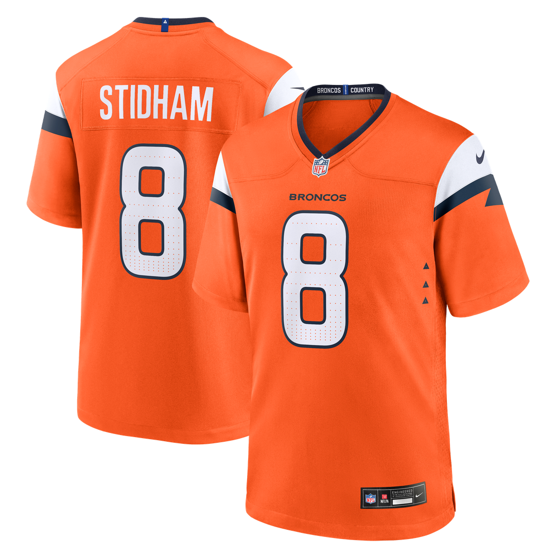 Denver Broncos Jarrett Stidham Nike Orange Team Game Jersey product image 1, provided for visual reference and product
