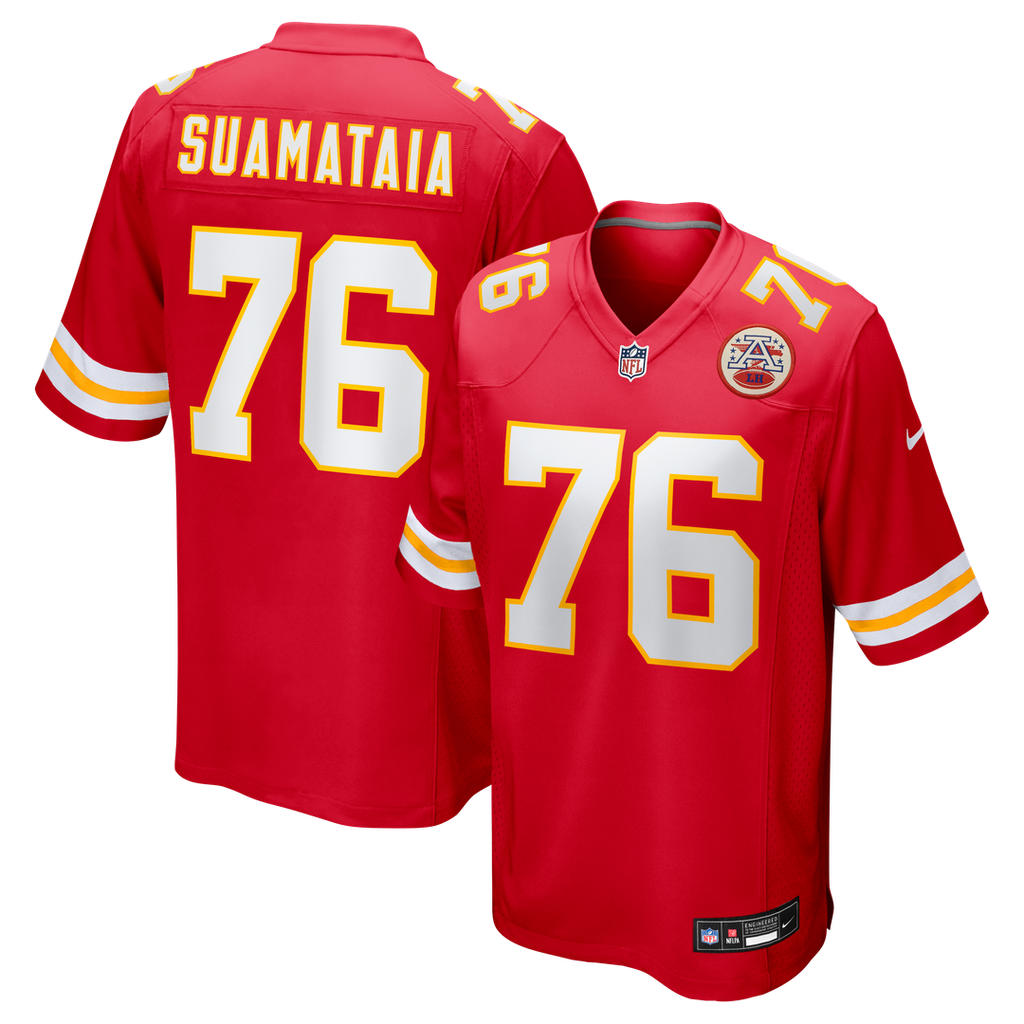Kansas City Chiefs Kingsley Suamataia Nike Red Game Jersey product image 1, provided for visual reference and product detail
