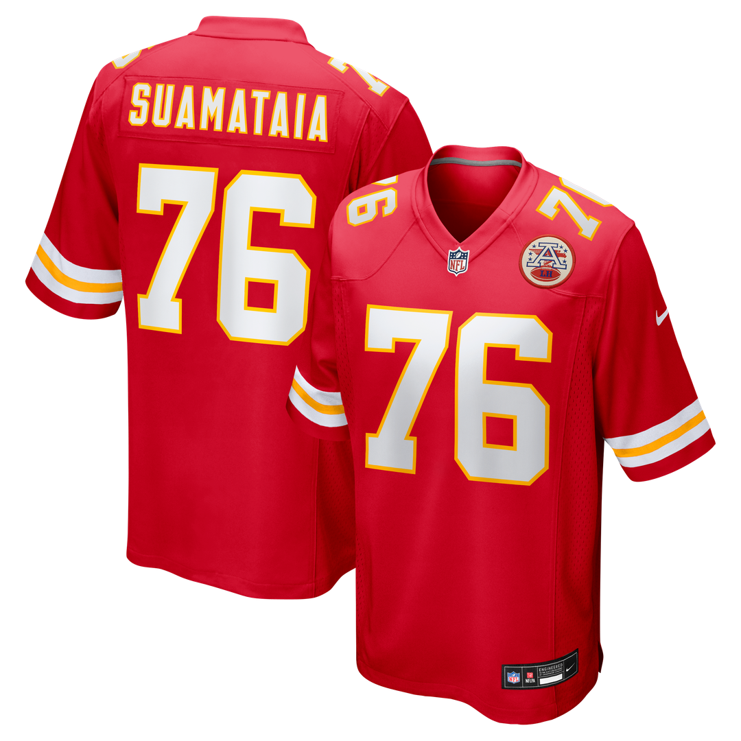 Kansas City Chiefs Kingsley Suamataia Nike Red Game Jersey product image 1, provided for visual reference and product detail