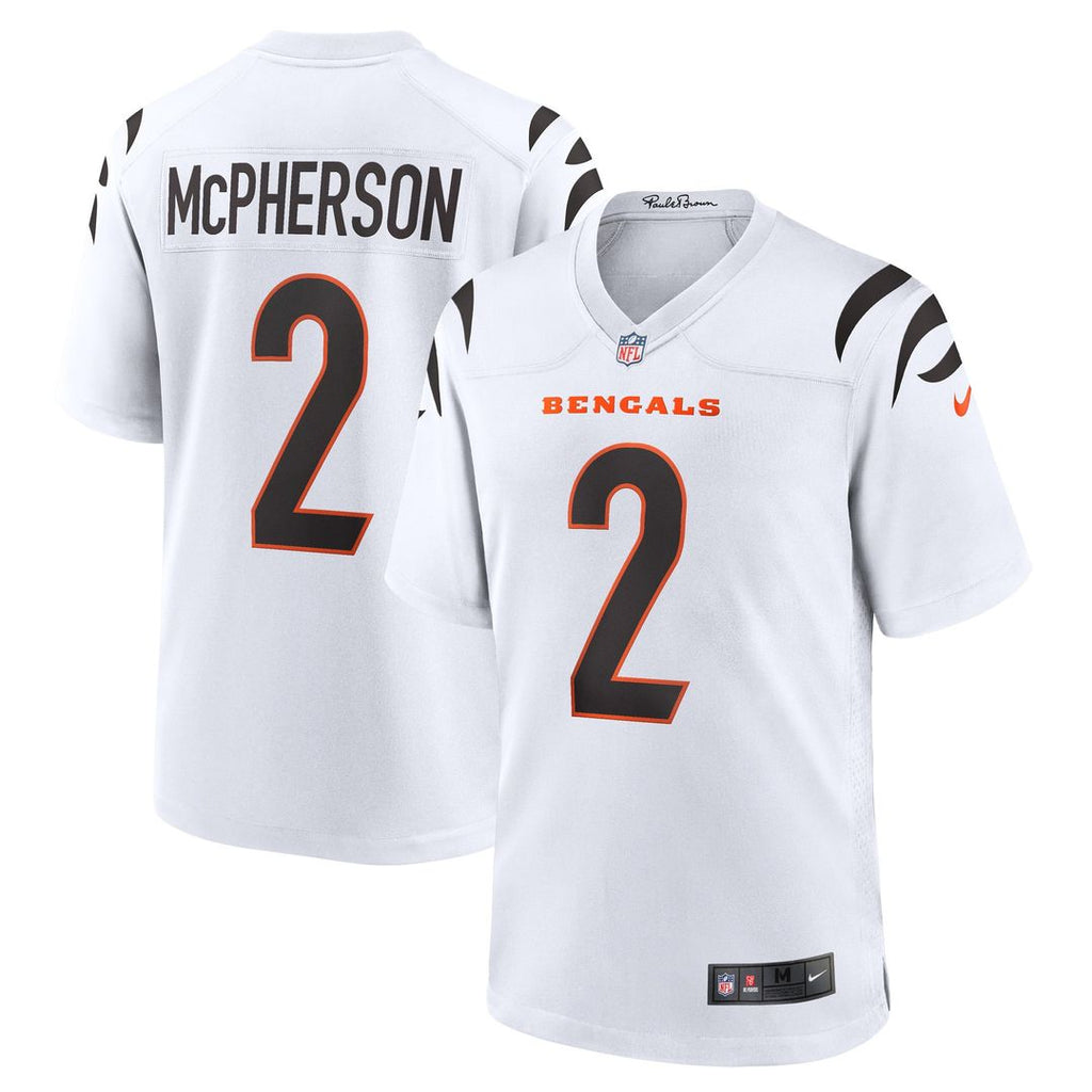 Cincinnati Bengals Evan McPherson Nike White Game Player Jersey product image 1, provided for visual reference and product
