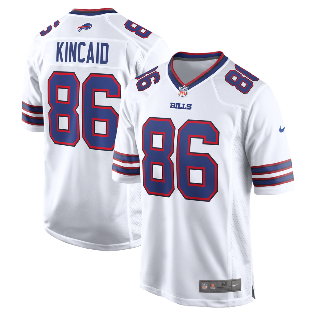 Buffalo Bills Dalton Kincaid Nike White Game Jersey product image 1, provided for visual reference and product detail review