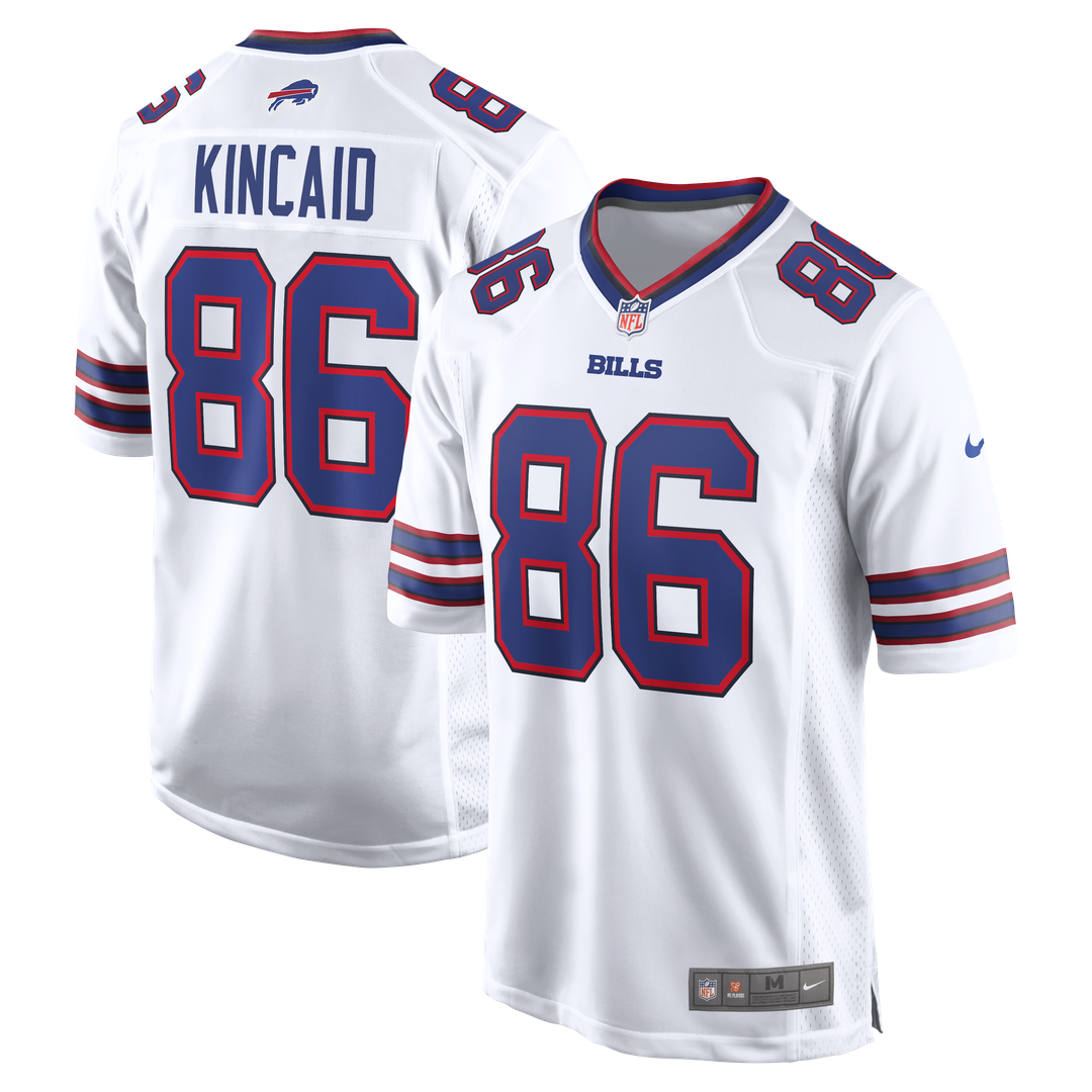 Buffalo Bills Dalton Kincaid Nike White Game Jersey product image 1, provided for visual reference and product detail review