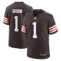 Cleveland Browns Number 1 Groom Nike Brown Game Jersey product image 1, provided for visual reference and product detail