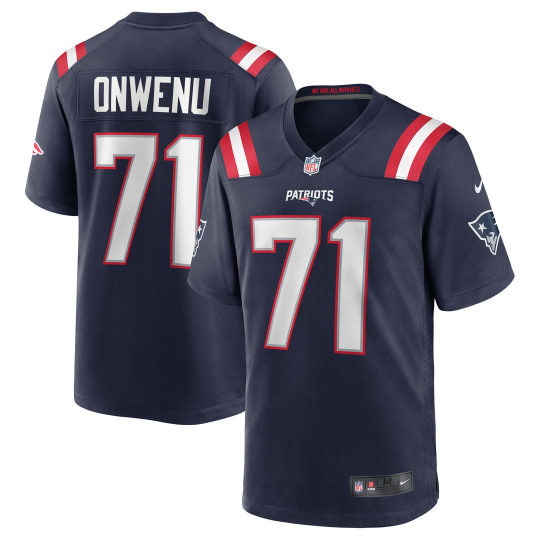 New England Patriots Mike Onwenu Nike Navy Team Game Jersey product image 1, provided for visual reference and product
