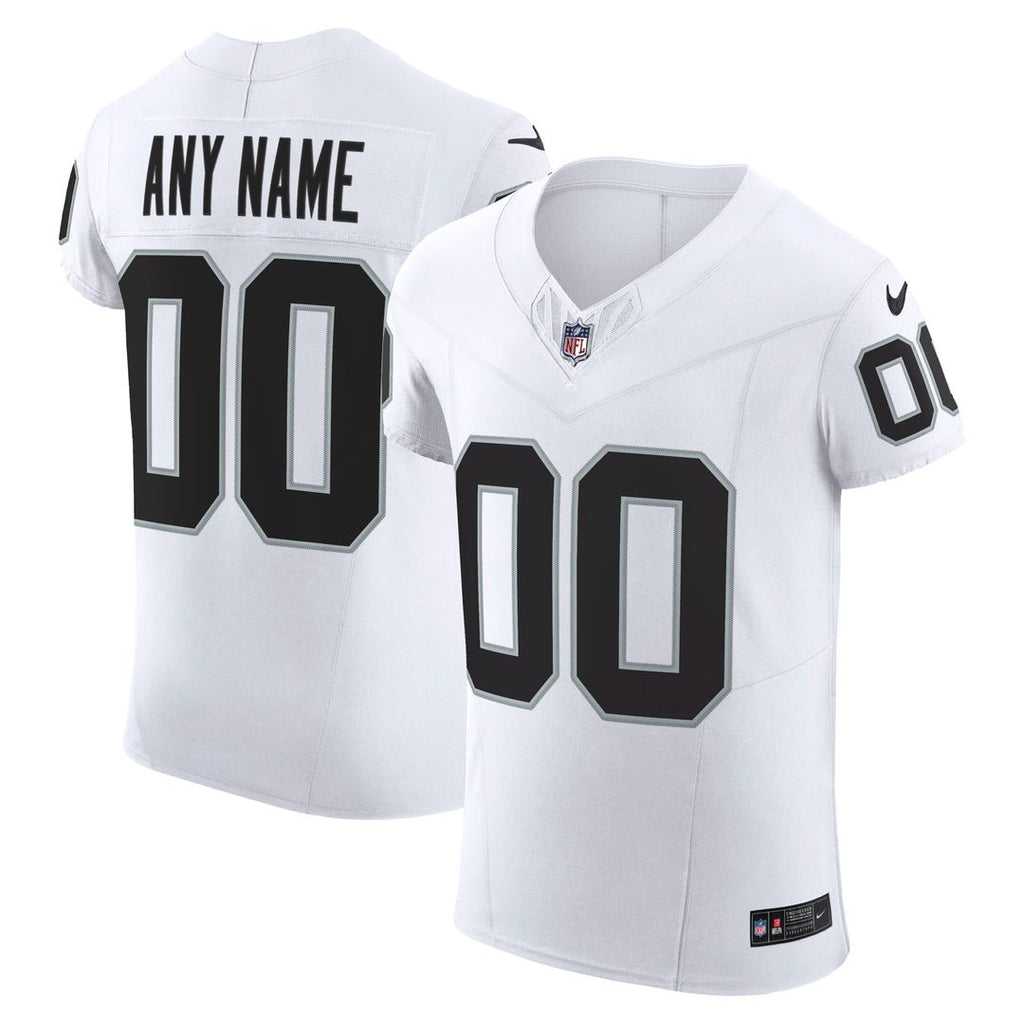Las Vegas Raiders Nike White Vapor F.U.S.E. Elite Custom Jersey product image 1, provided for visual reference and product