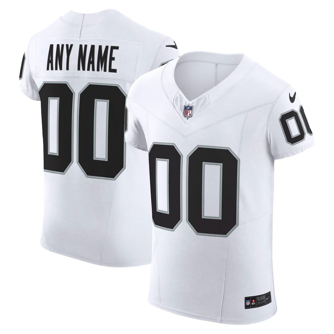 Las Vegas Raiders Nike White Vapor F.U.S.E. Elite Custom Jersey product image 1, provided for visual reference and product
