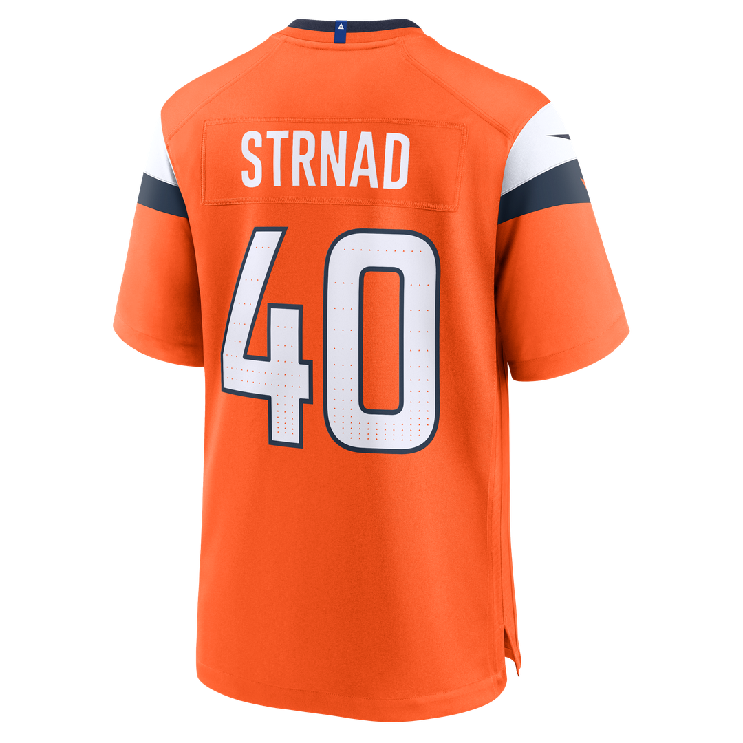 Denver Broncos Justin Strnad Nike Orange Team Game Jersey product image 3, provided for visual reference and product detail