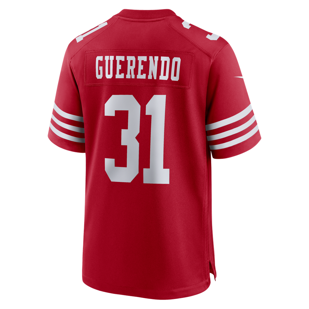 San Francisco 49ers Isaac Guerendo Nike Scarlet Game Jersey product image 3, provided for visual reference and product