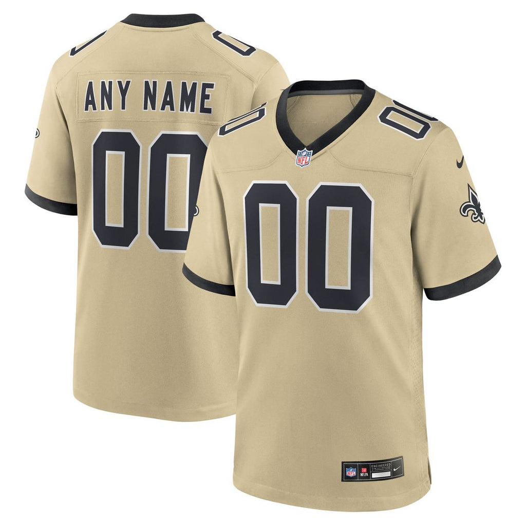 New Orleans Saints Nike Gold Gameday Golds Alternate Custom Game Jersey product image 1, provided for visual reference and