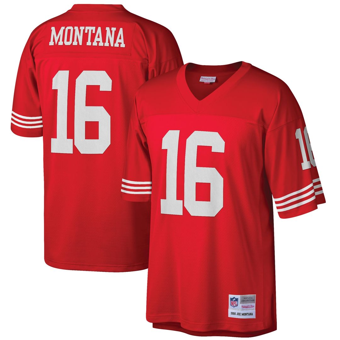 San Francisco 49ers Joe Montana Mitchell & Ness Scarlet Big & Tall 1990 Retired Player Replica Jersey product image 1,
