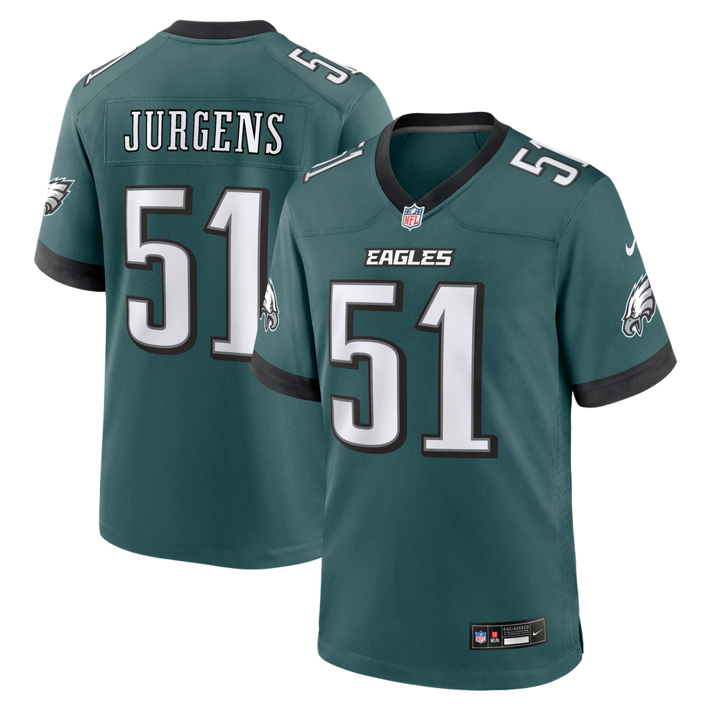 Philadelphia Eagles Cam Jurgens Nike Midnight Green Team Game Jersey product image 1, provided for visual reference and