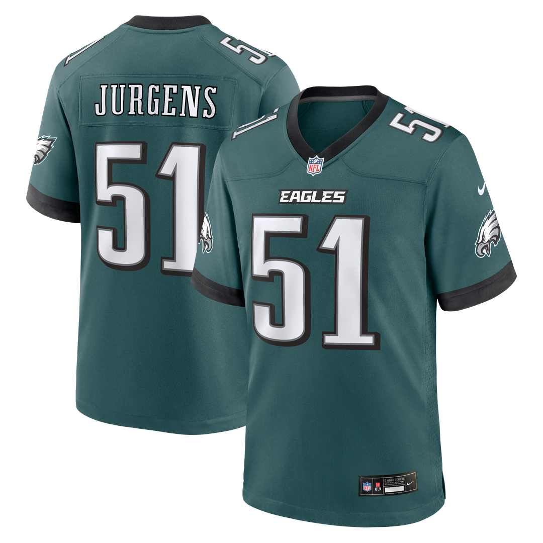 Philadelphia Eagles Cam Jurgens Nike Midnight Green Team Game Jersey product image 1, provided for visual reference and