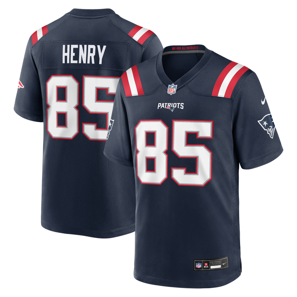 New England Patriots Hunter Henry Nike Navy Team Game Jersey product image 1, provided for visual reference and product