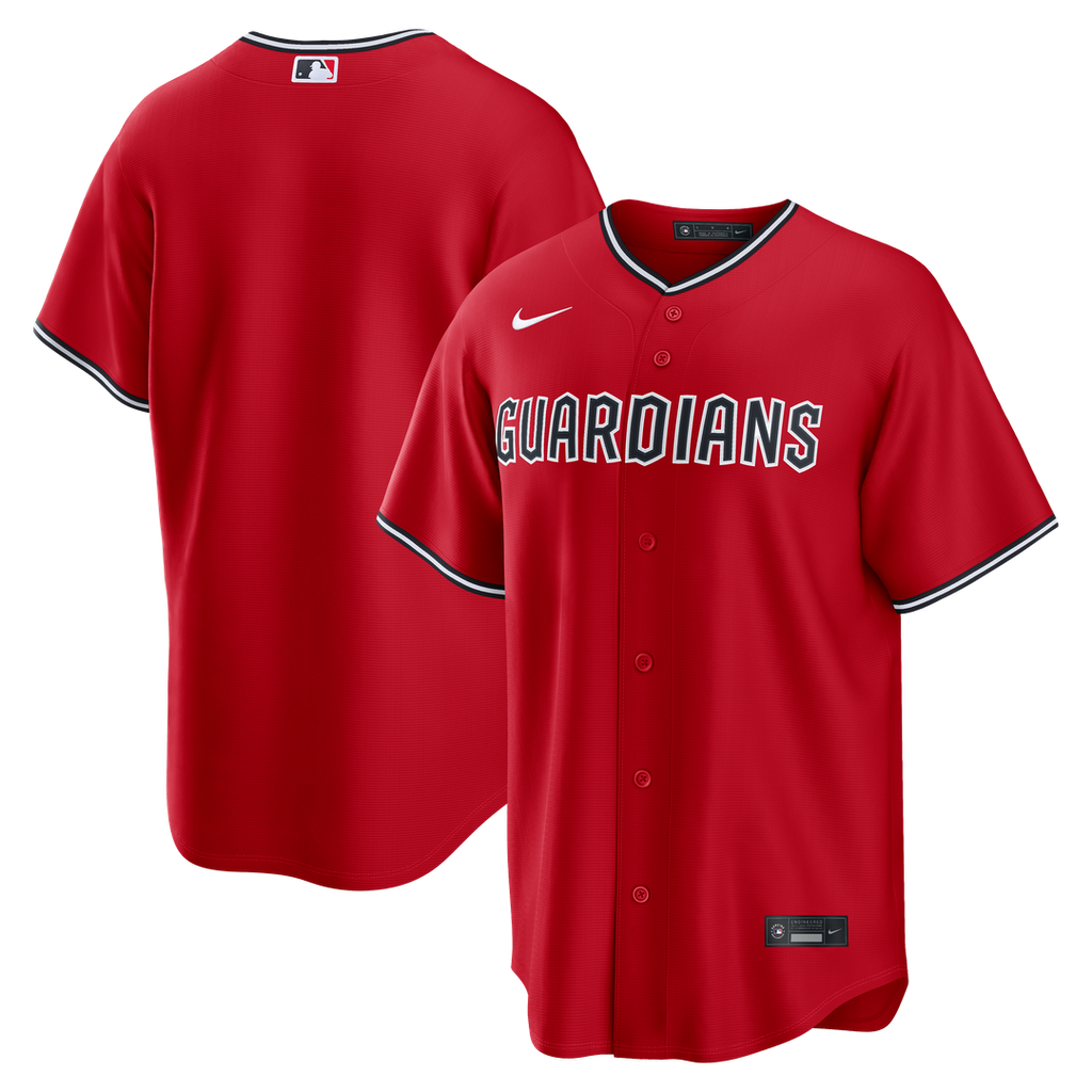 Cleveland Guardians Nike Red Alternate Replica Jersey product image 1, provided for visual reference and product detail