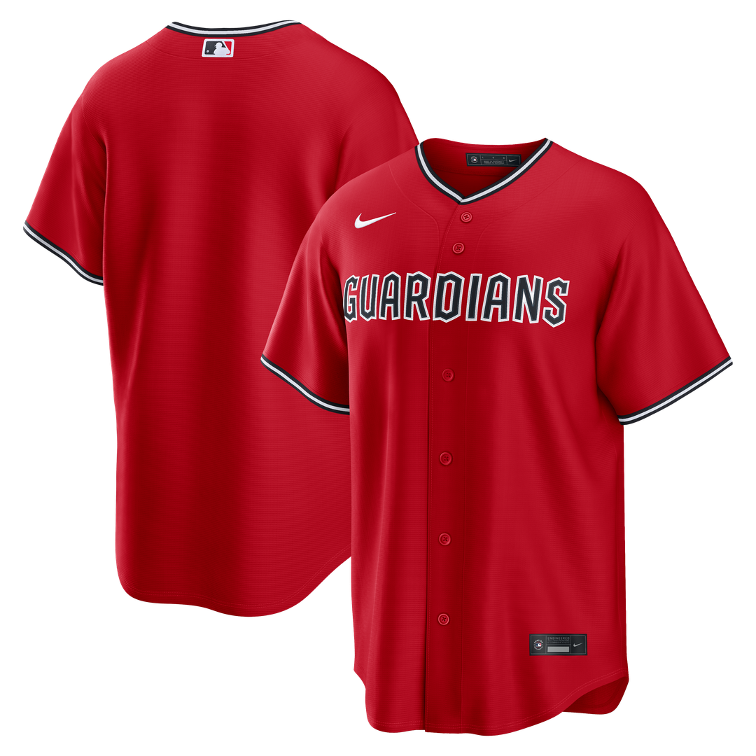 Cleveland Guardians Nike Red Alternate Replica Jersey product image 1, provided for visual reference and product detail