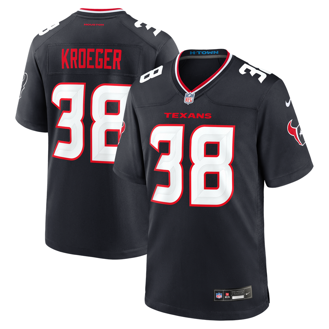 Houston Texans Kai Kroeger Nike Navy Team Game Jersey product image 1, provided for visual reference and product detail