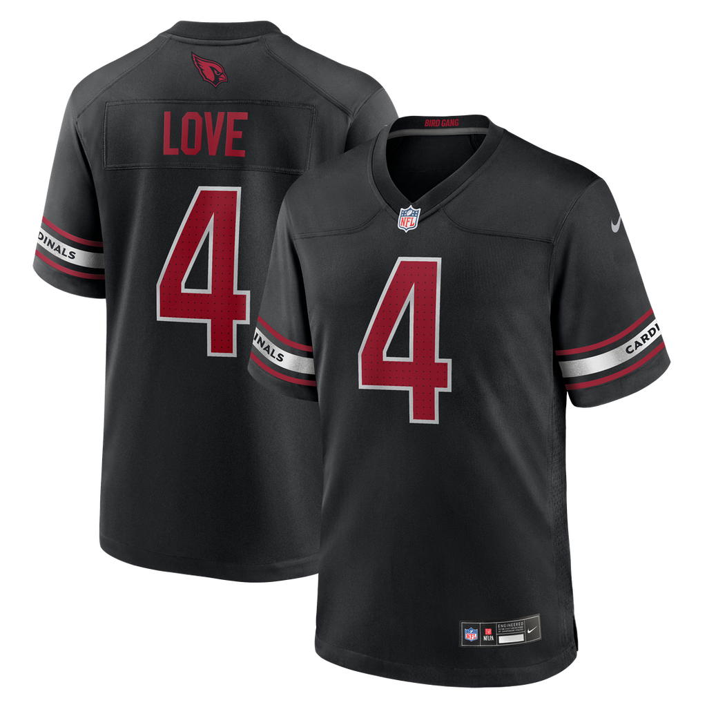Arizona Cardinals Jeremiyah Love Nike Black Alternate Game Player Jersey product image 7, provided for visual reference and