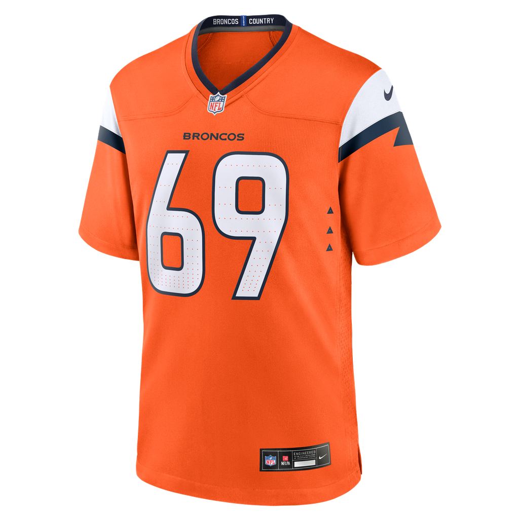 Denver Broncos Mike McGlinchey Nike Orange Team Game Jersey product image 2, provided for visual reference and product