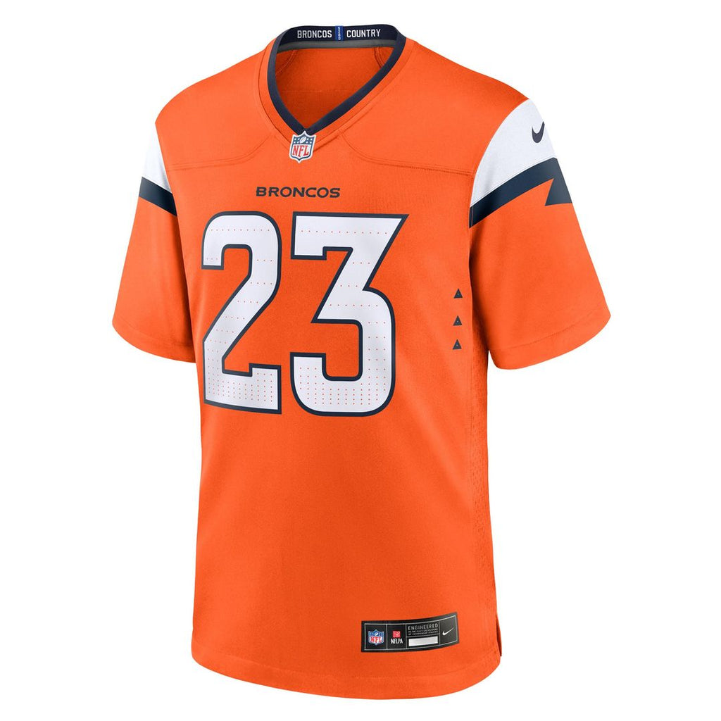 Denver Broncos Jahdae Barron Nike Orange Team Game Jersey product image 2, provided for visual reference and product detail