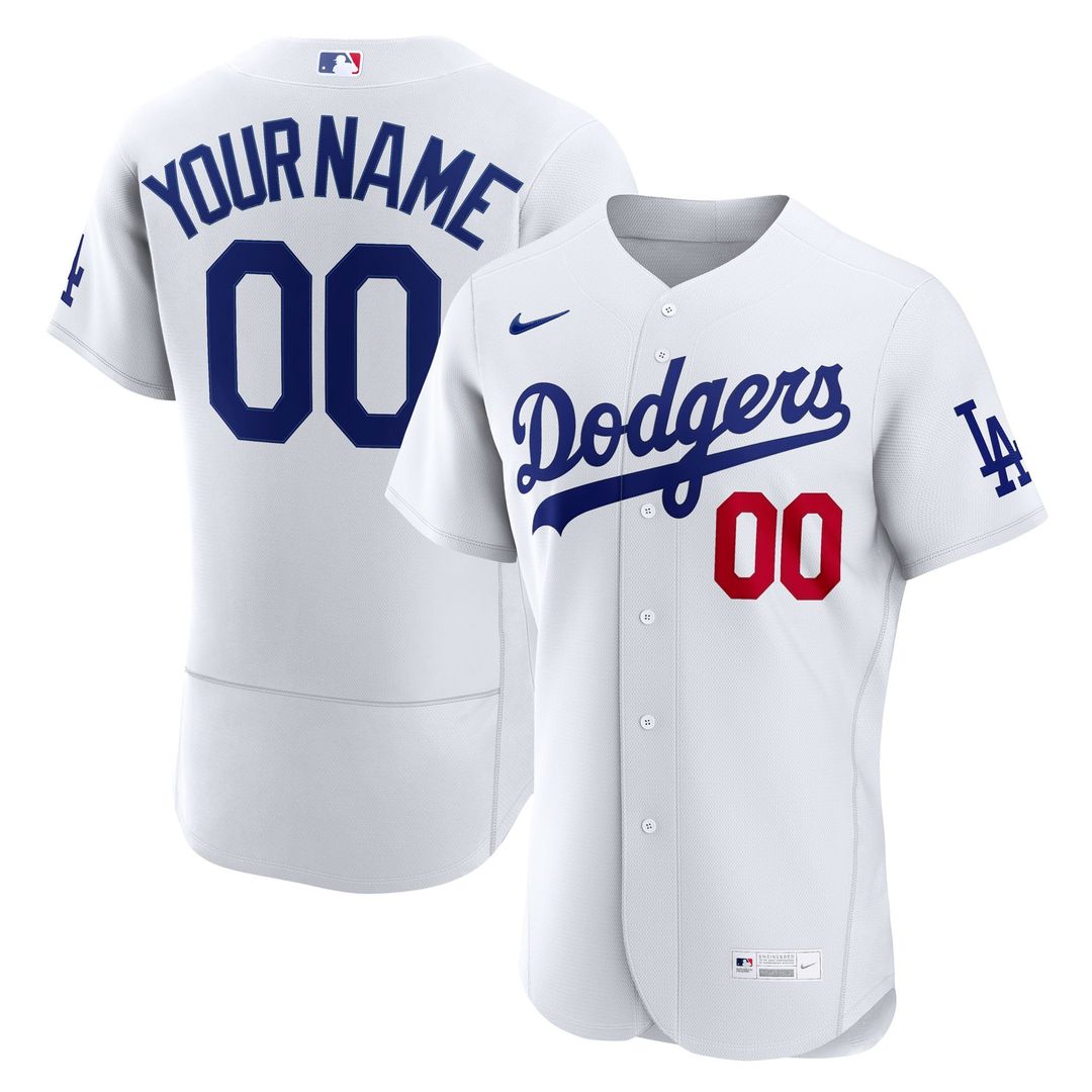 Los Angeles Dodgers Nike White Home Authentic Custom Jersey product image 1, provided for visual reference and product