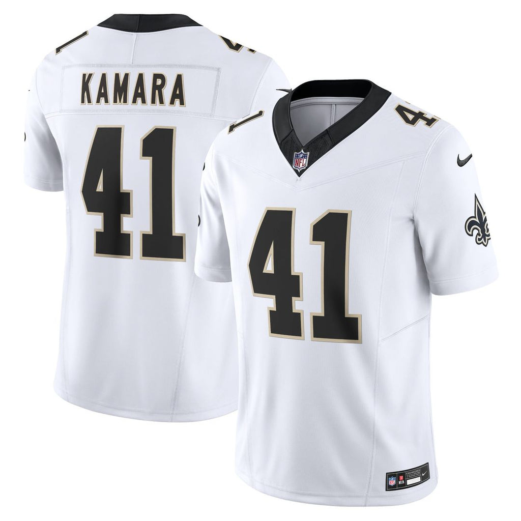 New Orleans Saints Alvin Kamara Nike White Vapor F.U.S.E. Limited Jersey product image 1, provided for visual reference and