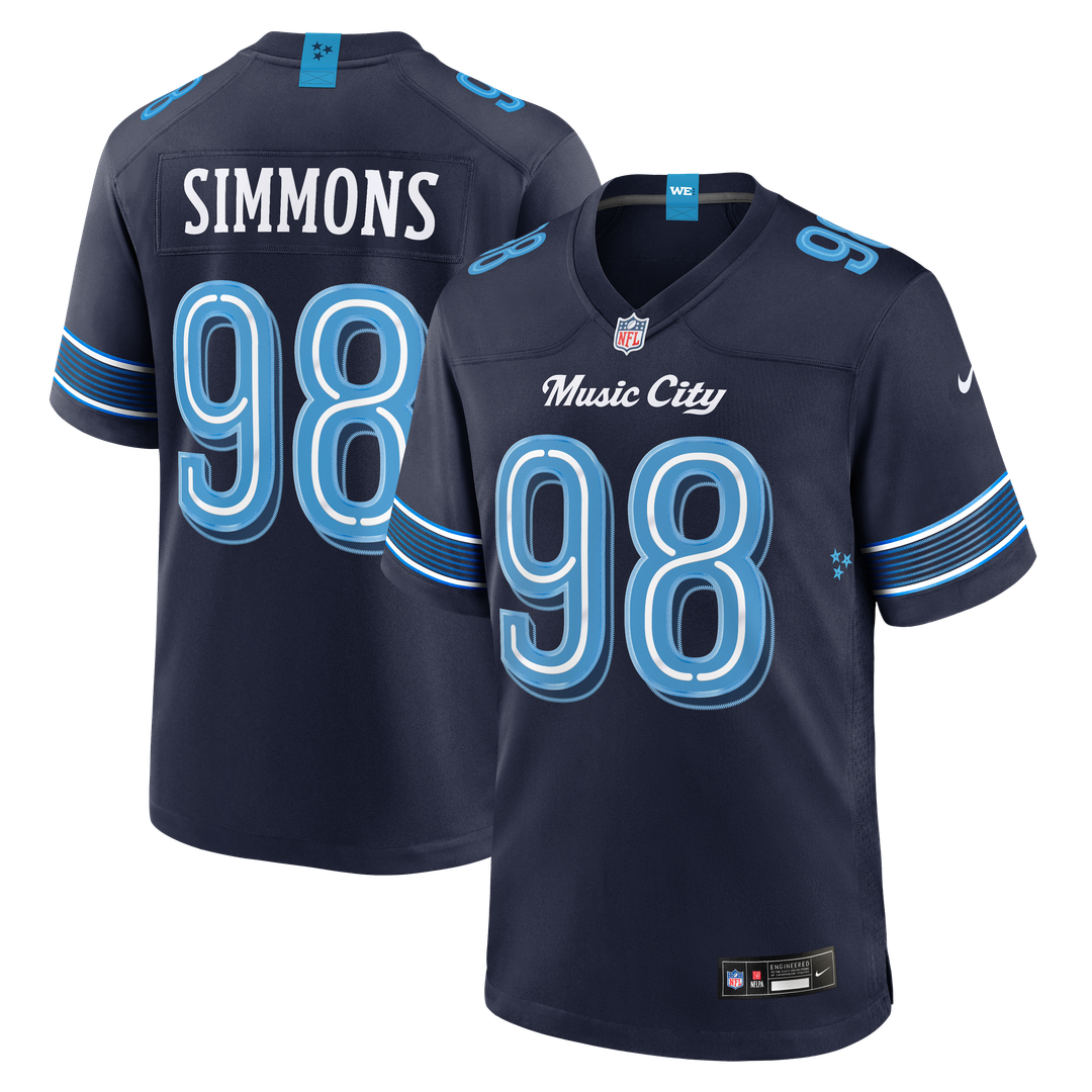 Tennessee Titans Jeffery Simmons Nike Navy 2026 Rivalries Collection Game Jersey product image 1, provided for visual