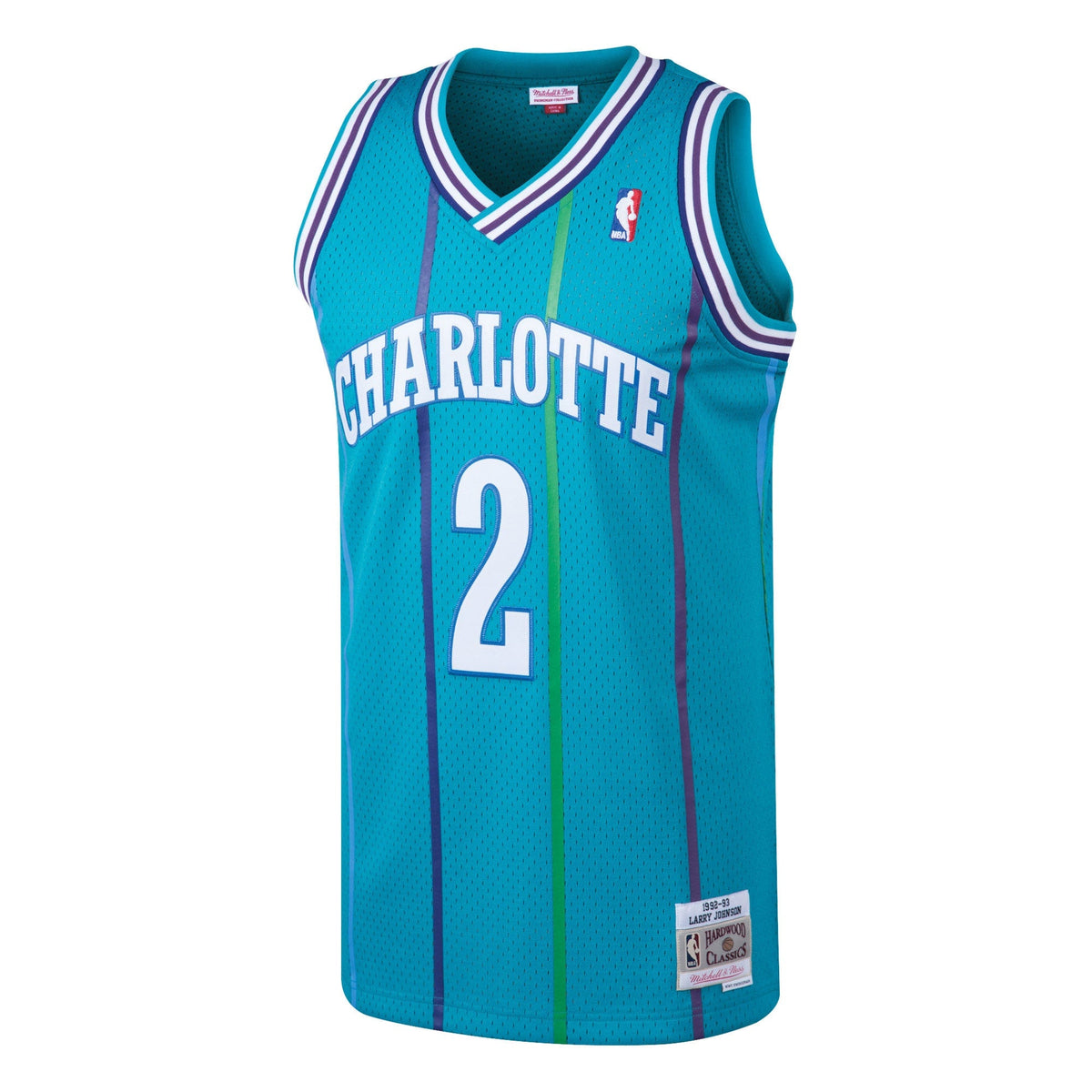 Mitchell & Ness Larry Johnson Teal Charlotte Hornets 1992-93 Hardwood Classics Swingman Jersey product image 3, provided for