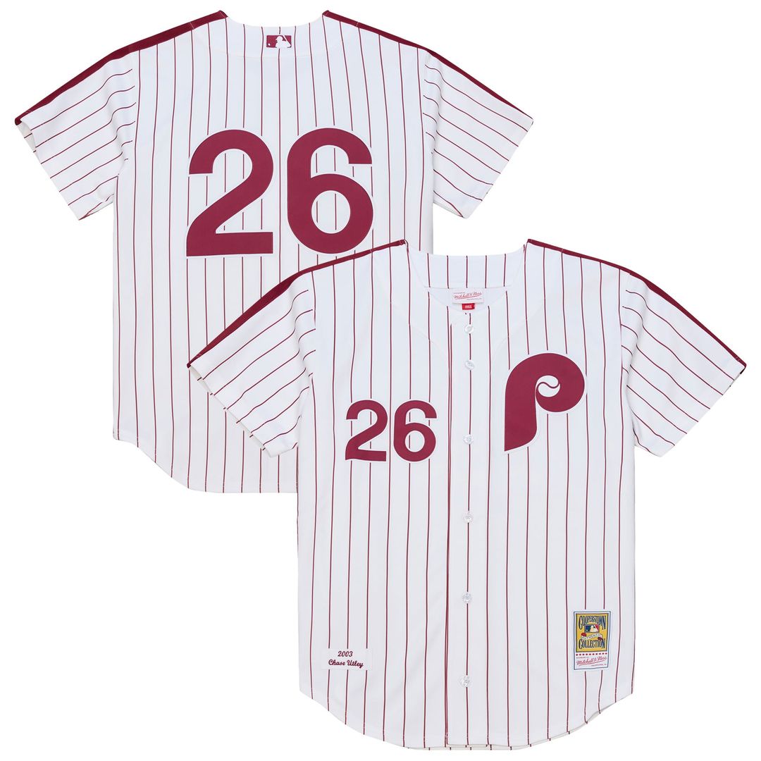 Philadelphia Phillies Chase Utley Mitchell & Ness White 2003 Cooperstown Collection Authentic Jersey product image 1,