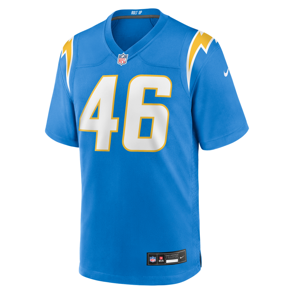 Los Angeles Chargers Nikko Reed Nike Powder Blue Team Game Jersey product image 2, provided for visual reference and product