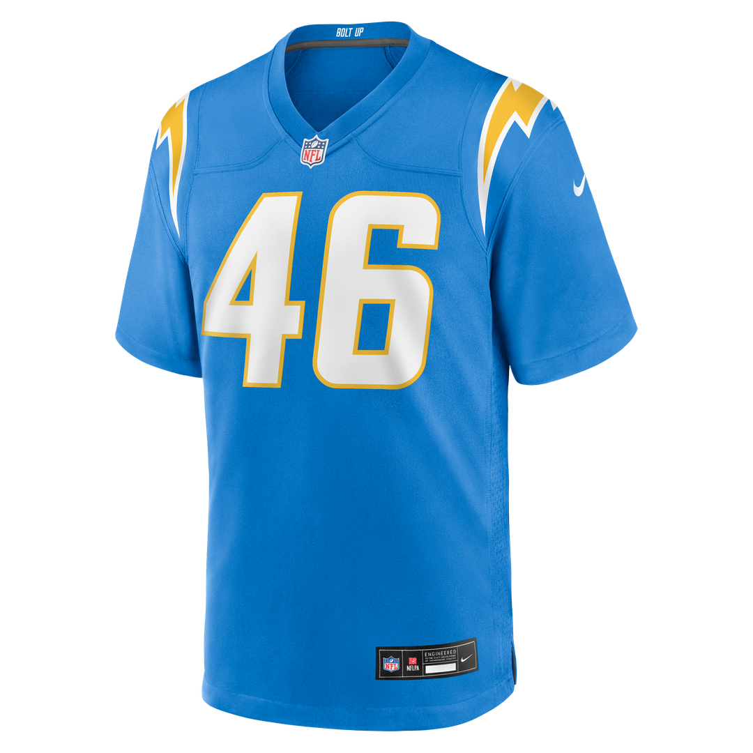 Los Angeles Chargers Nikko Reed Nike Powder Blue Team Game Jersey product image 2, provided for visual reference and product