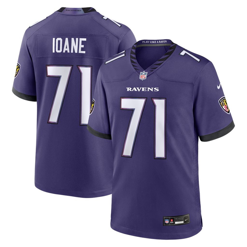 Baltimore Ravens Olaivavega Ioane Nike Purple Team Game Jersey product image 1, provided for visual reference and product