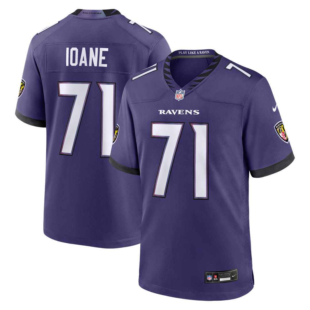 Baltimore Ravens Olaivavega Ioane Nike Purple Team Game Jersey product image 1, provided for visual reference and product