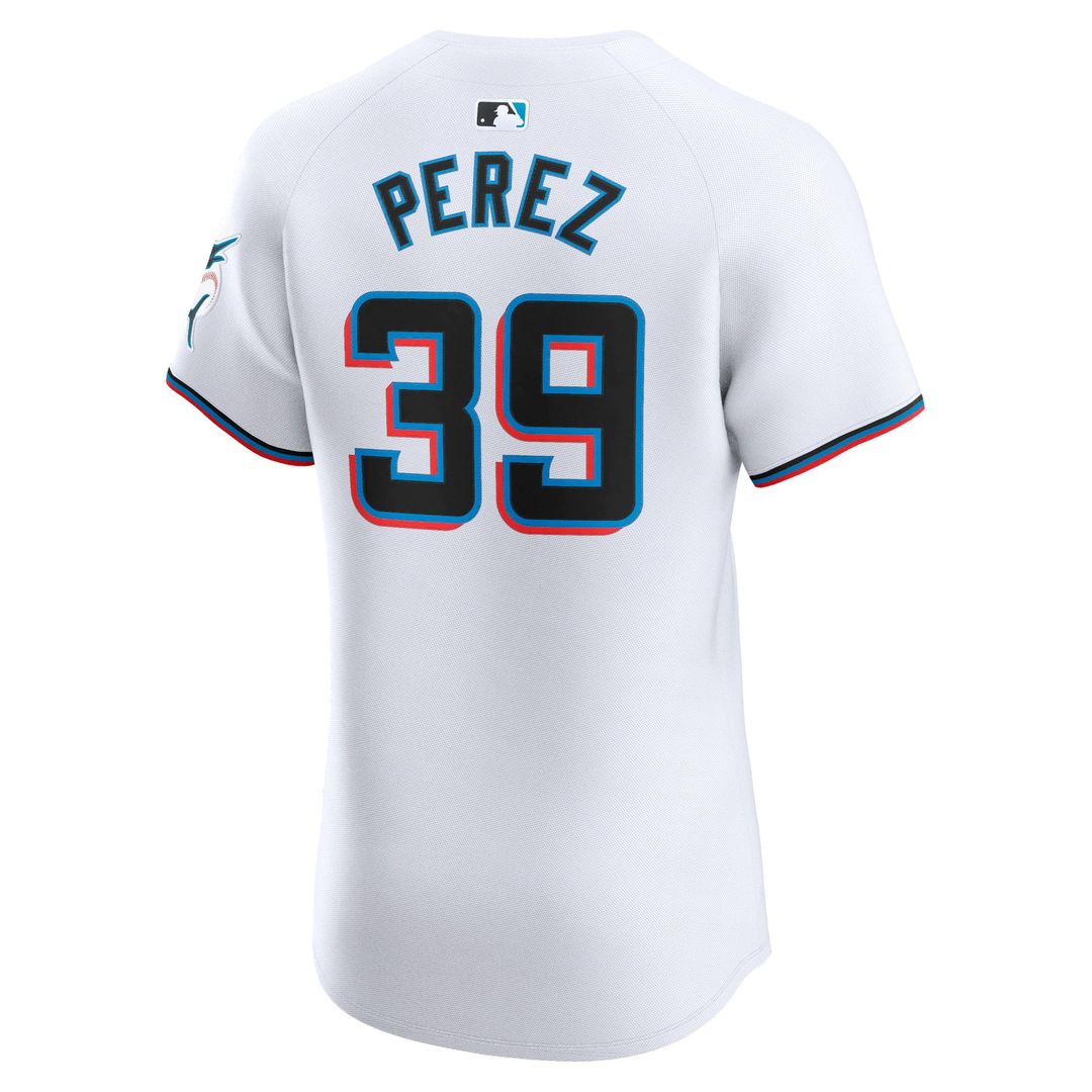 Miami Marlins Eury Perez Nike White Home Elite Player Jersey product image 3, provided for visual reference and product