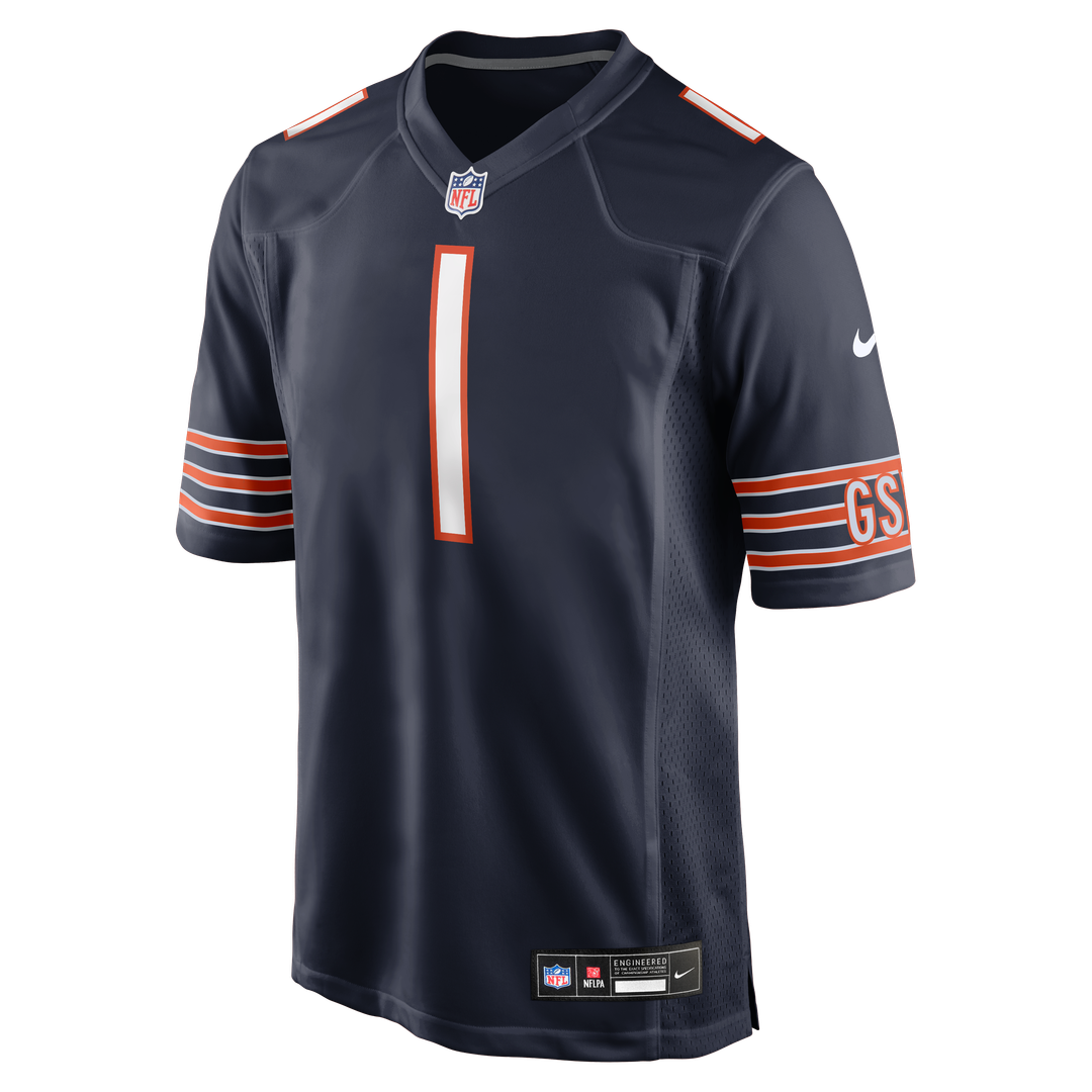 Chicago Bears Number 1 Groom Nike Navy Game Jersey product image 2, provided for visual reference and product detail review