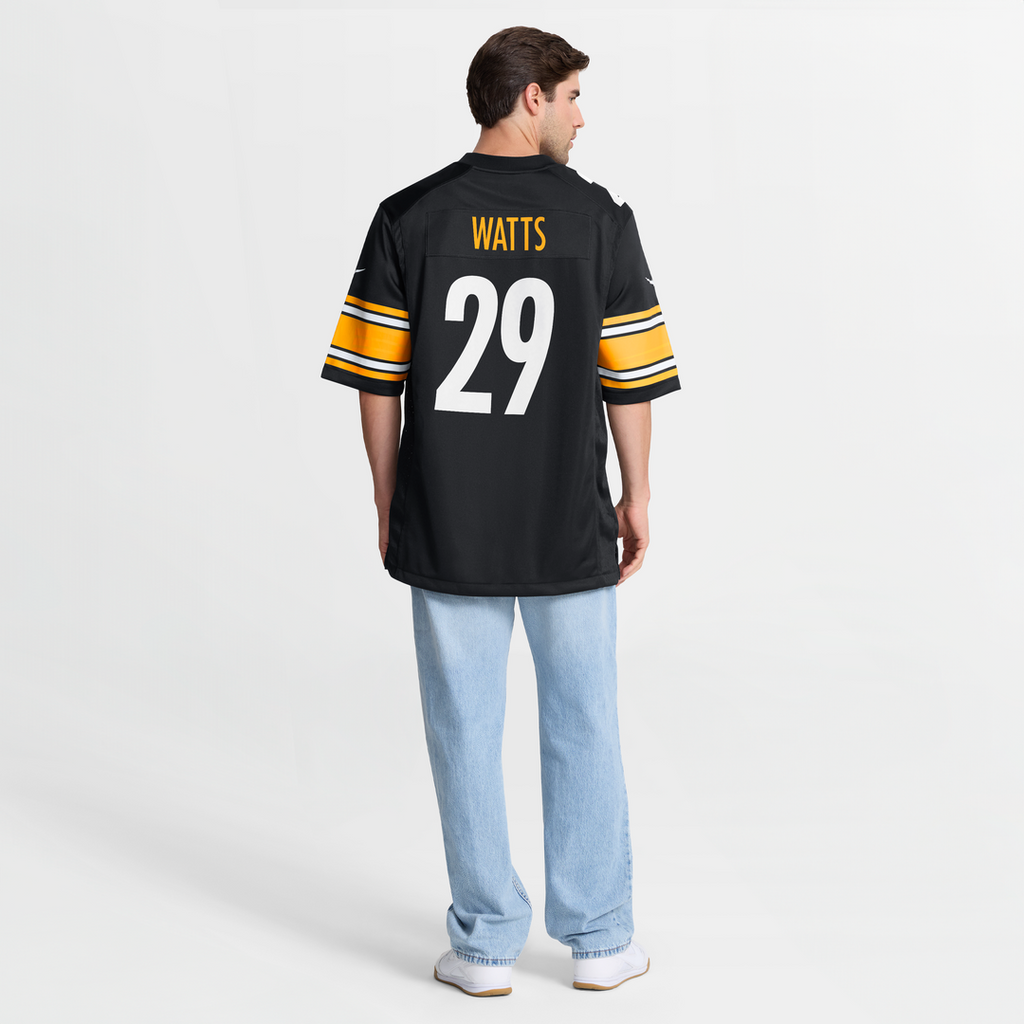 Pittsburgh Steelers Ryan Watts Nike Black Game Jersey product image 8, provided for visual reference and product detail