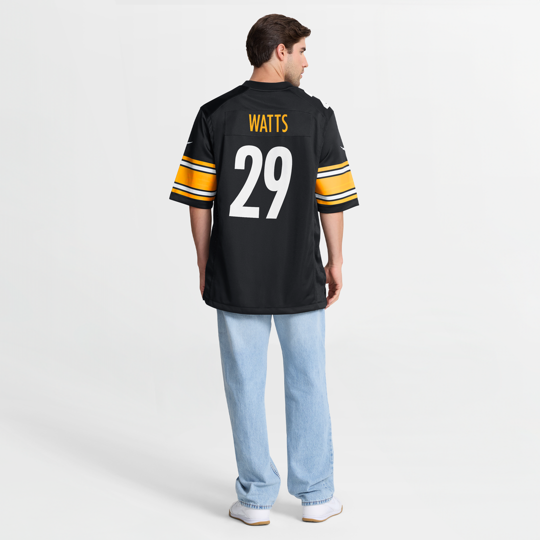 Pittsburgh Steelers Ryan Watts Nike Black Game Jersey product image 8, provided for visual reference and product detail