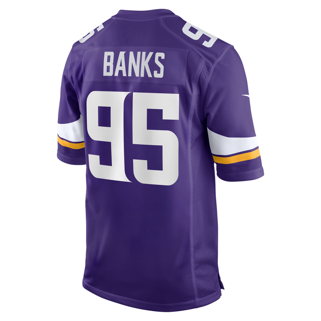 Minnesota Vikings Caleb Banks Nike Purple Team Game Jersey product image 3, provided for visual reference and product detail
