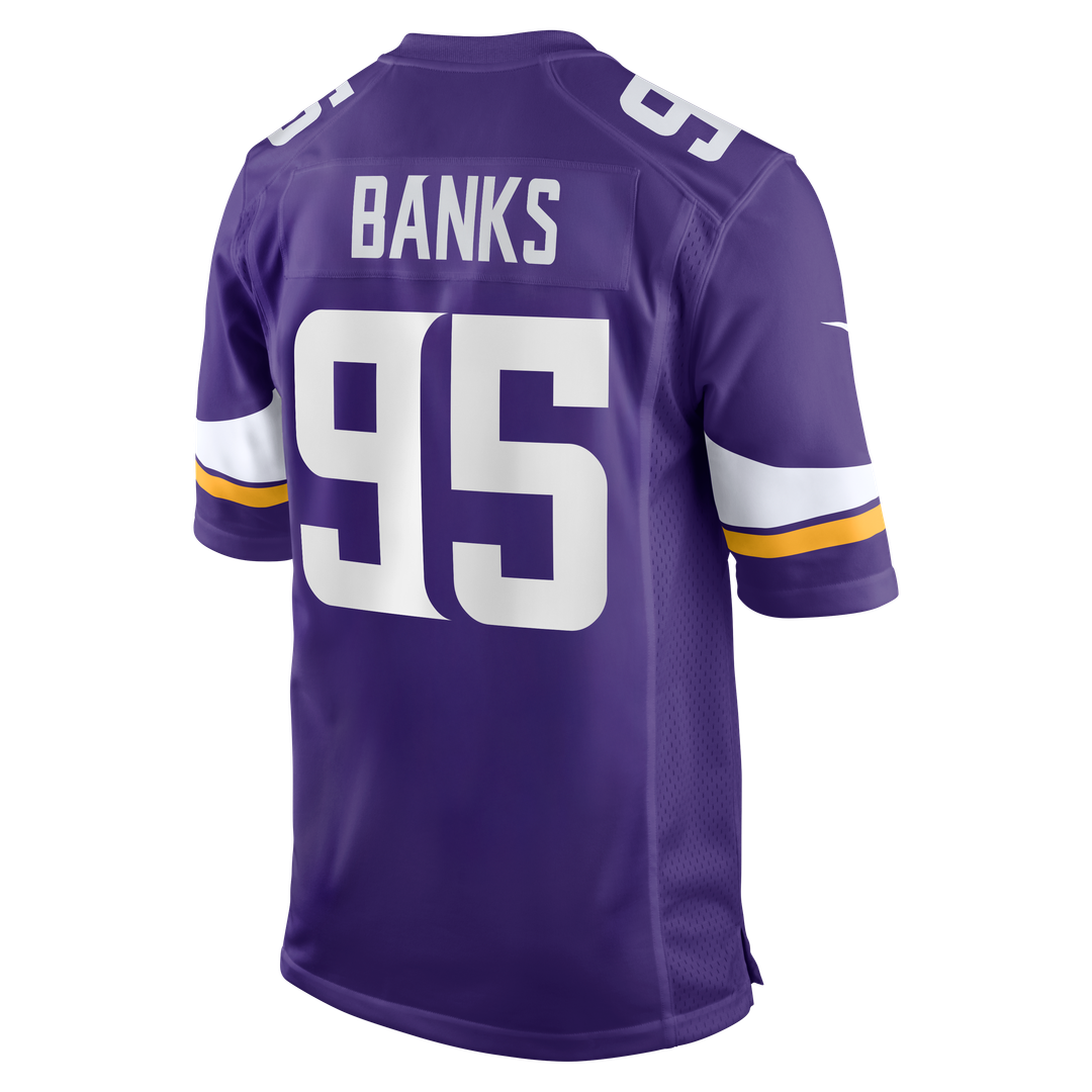 Minnesota Vikings Caleb Banks Nike Purple Team Game Jersey product image 3, provided for visual reference and product detail