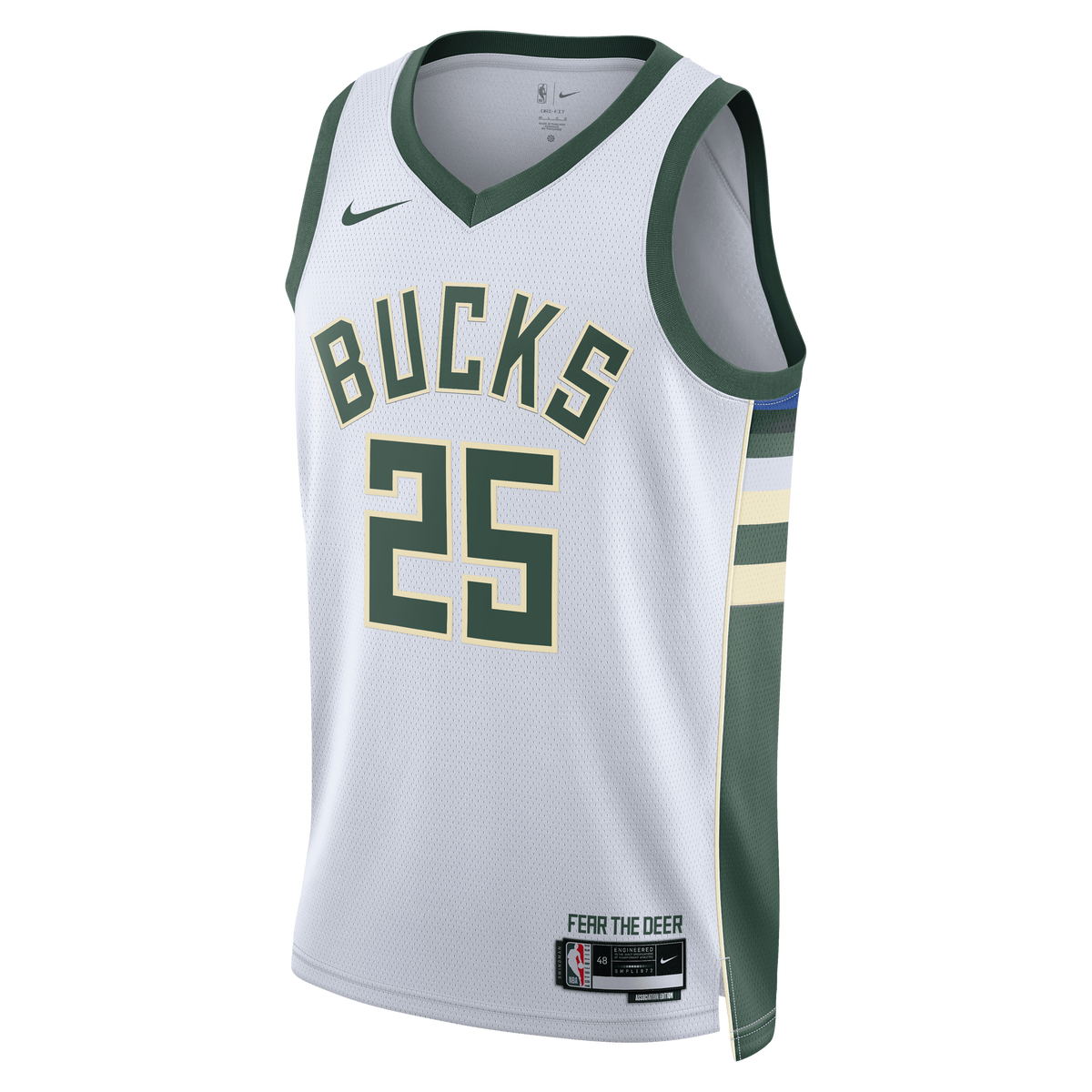 Milwaukee Bucks Nike Association Edition Swingman Jersey - White - Kasparas Jakučionis - Unisex product image 3, provided