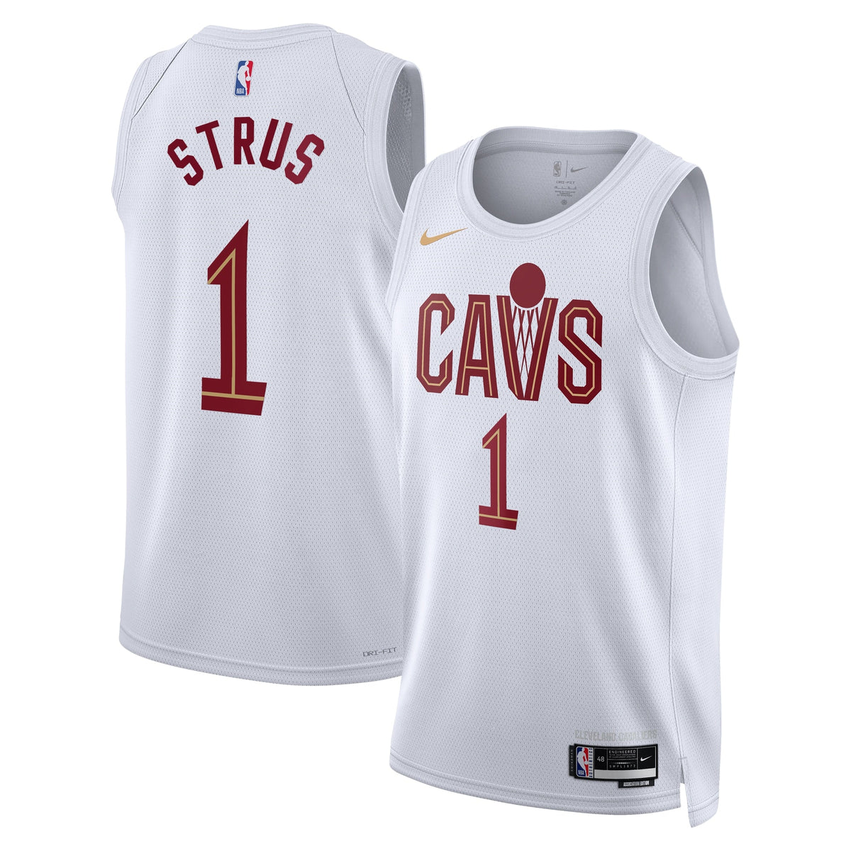 Cleveland Cavaliers Nike Association Edition Swingman Jersey - White - Max Strus - Unisex product image 1, provided for