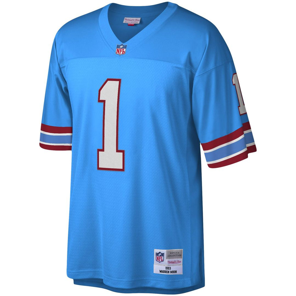 Houston Oilers Warren Moon Mitchell & Ness Light Blue Legacy Replica Jersey product image 2, provided for visual reference