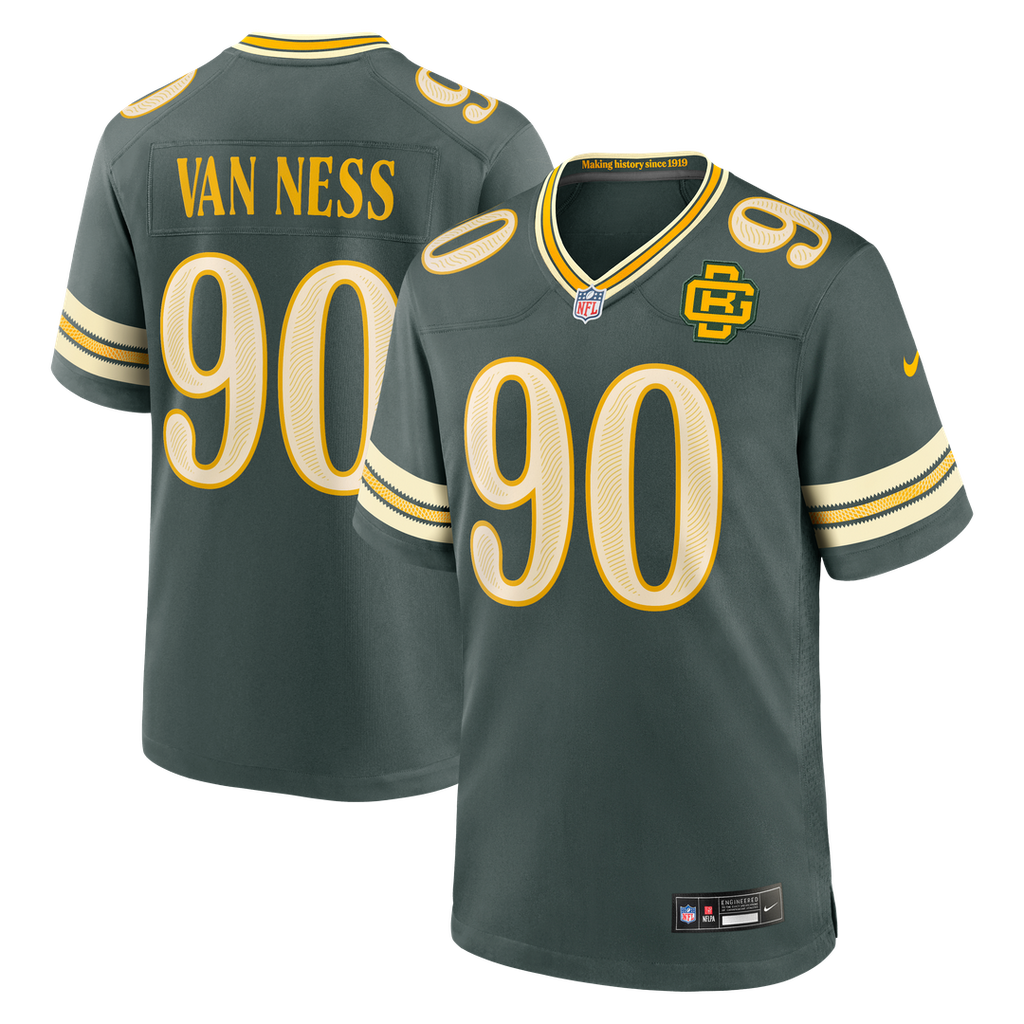 Green Bay Packers Lukas Van Ness Nike Green 2026 Rivalries Collection Game Jersey product image 1, provided for visual