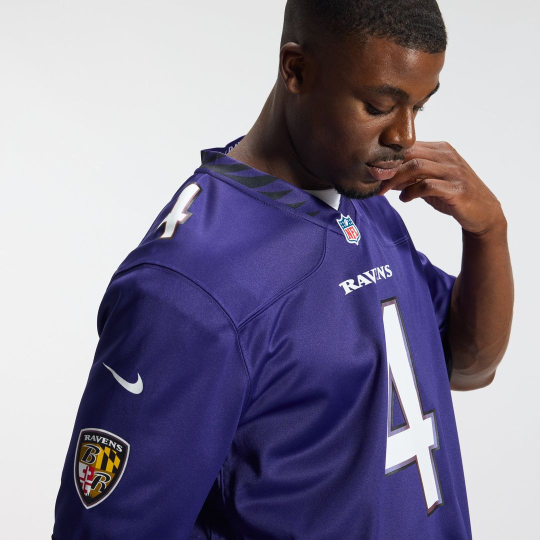 Baltimore Ravens Zay Flowers Nike Purple Team Game Jersey product image 10, provided for visual reference and product detail