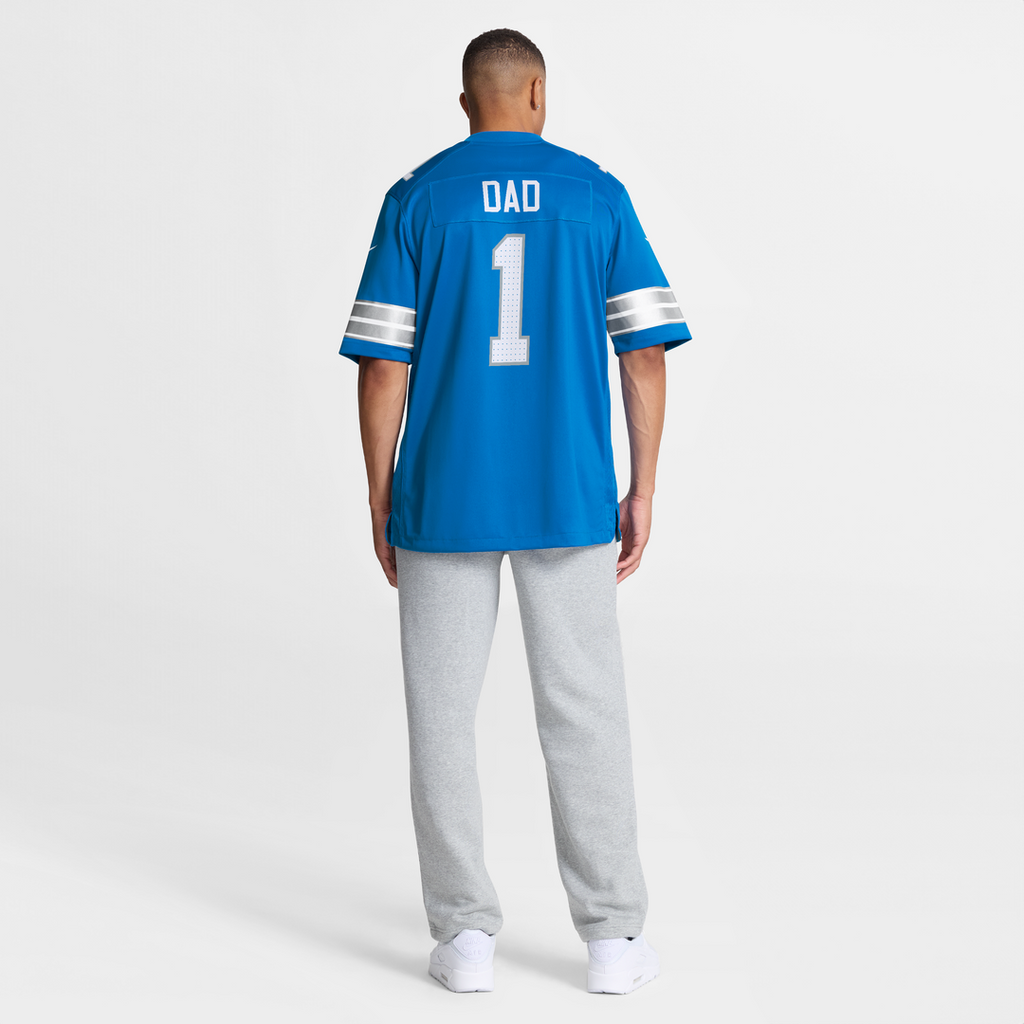 Detroit Lions Number 1 Dad Nike Blue Game Jersey product image 8, provided for visual reference and product detail review